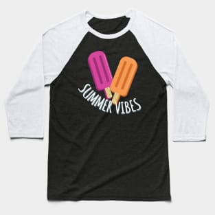 Summer Vibes Cute Raspberry and Orange Popsicle Drawing Baseball T-Shirt